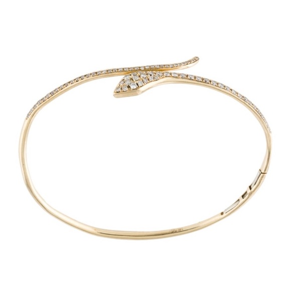 14K Yellow Gold Hinge Bracelet with Snake Motif - Picture 3 of 3